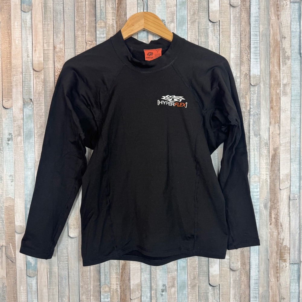 HyperFlex M Poly Fleece Rash Guard Surf Swim Top Black Long Sleeve Wetsuit Shirt